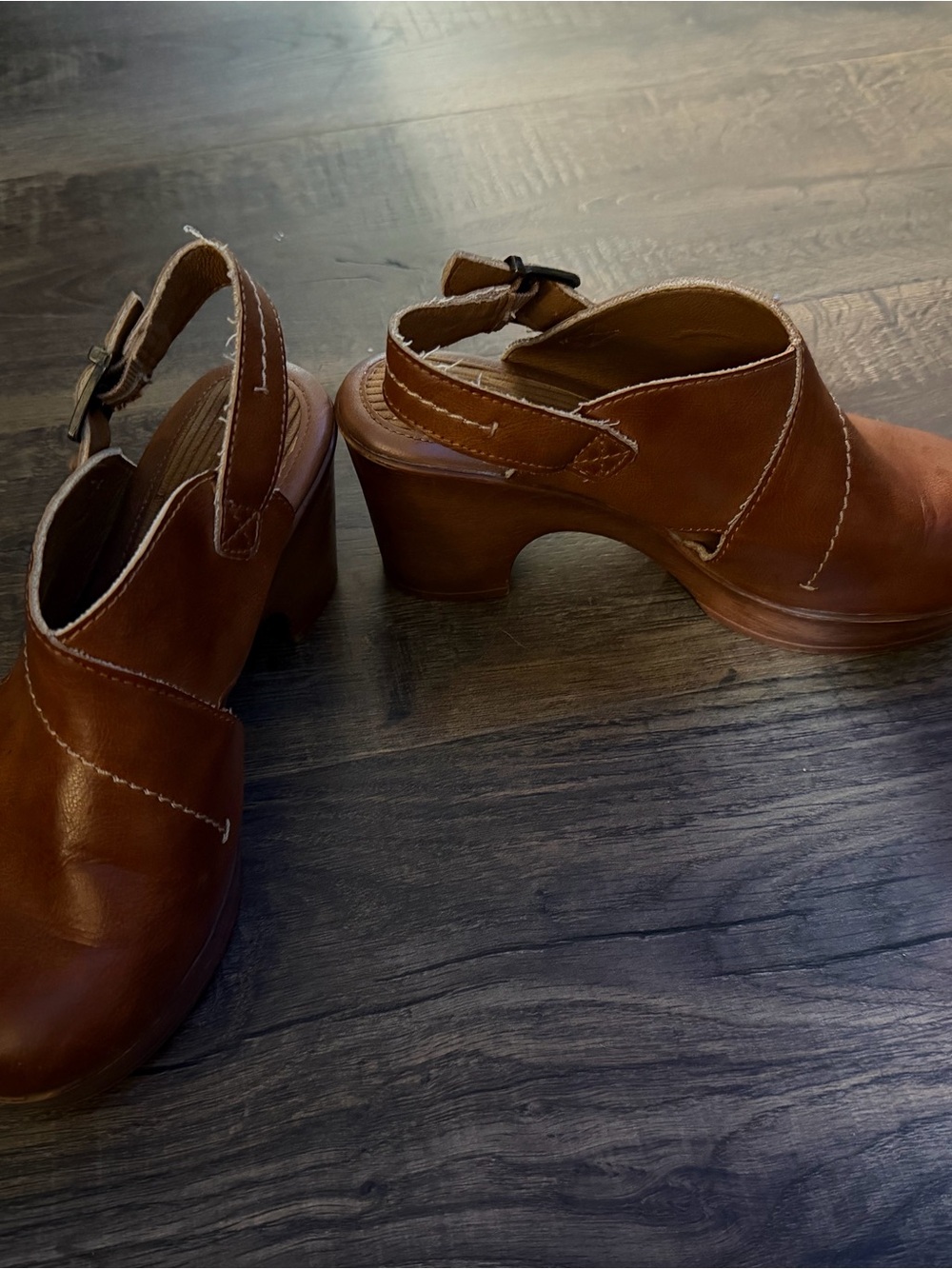 boc Brown Leather Slingback Clog Mules
